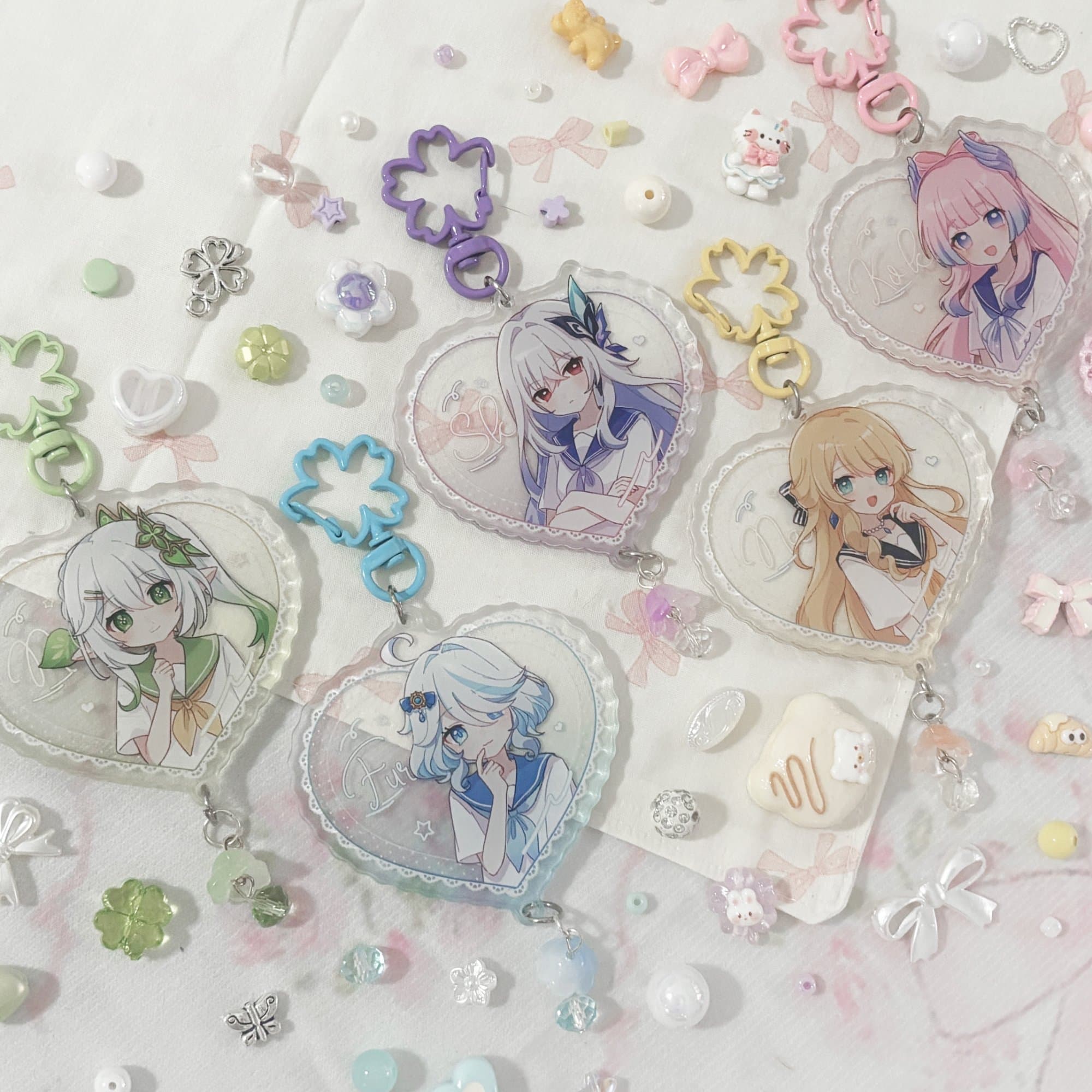 Genshin Girls Sailor Fuku Acrylic Keychains