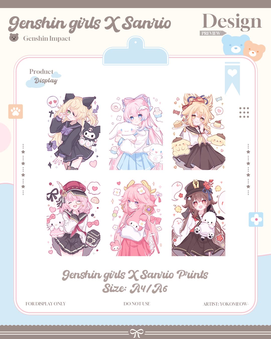 Genshin Girls X Sanrio Prints